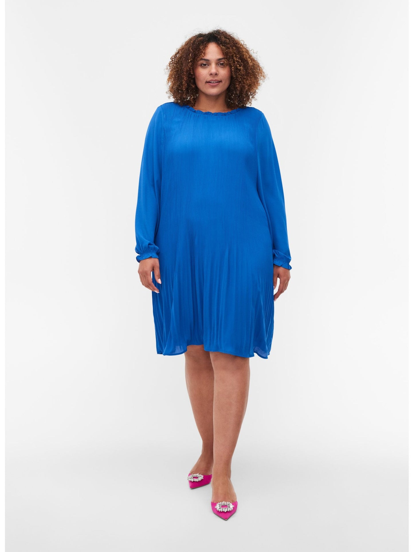 Zizzi Midi Jurken Jurk Delly Dames Blauw