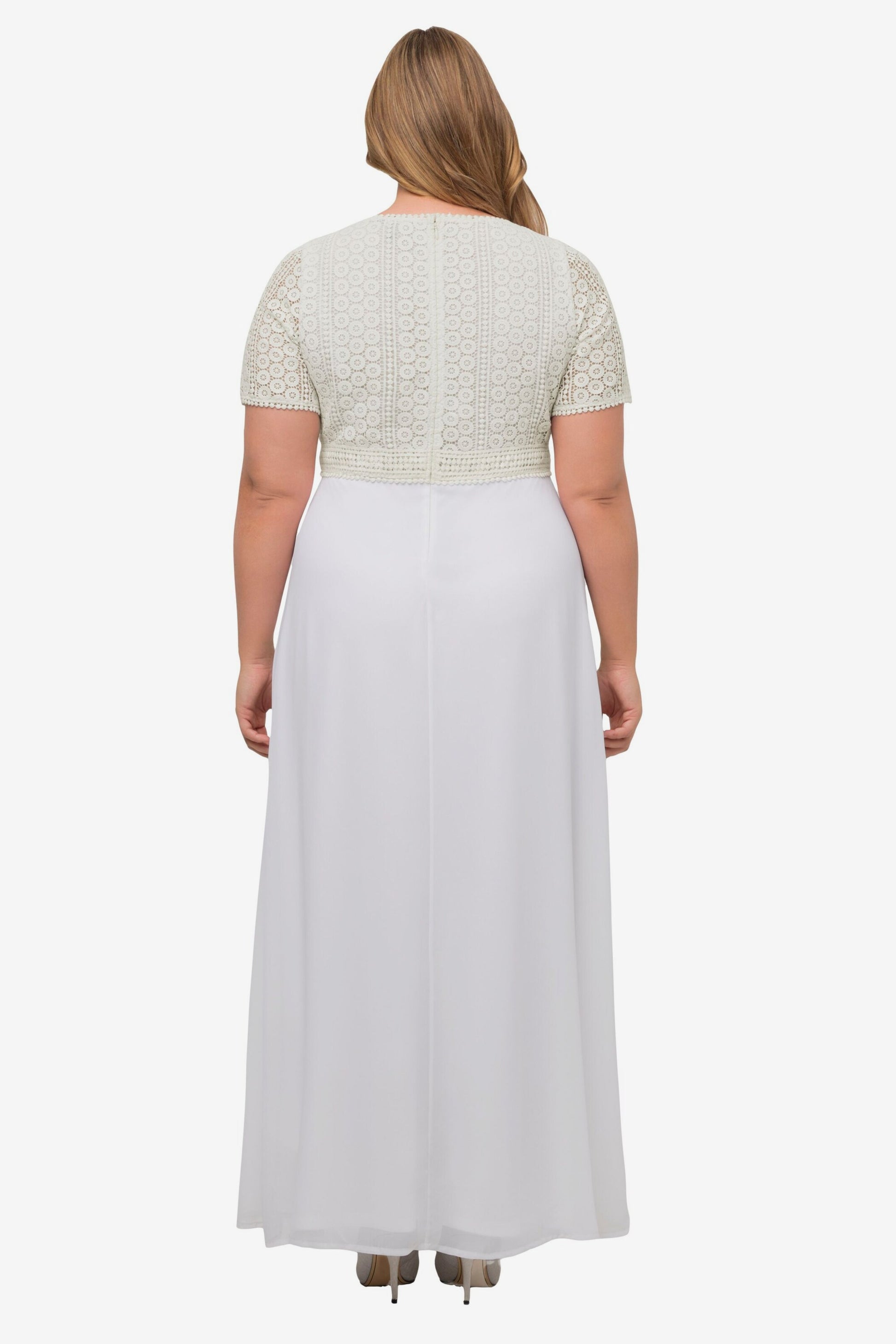 Ulla Popken Maxi Jurken Jurk Dames Offwhite / Eierschaal
