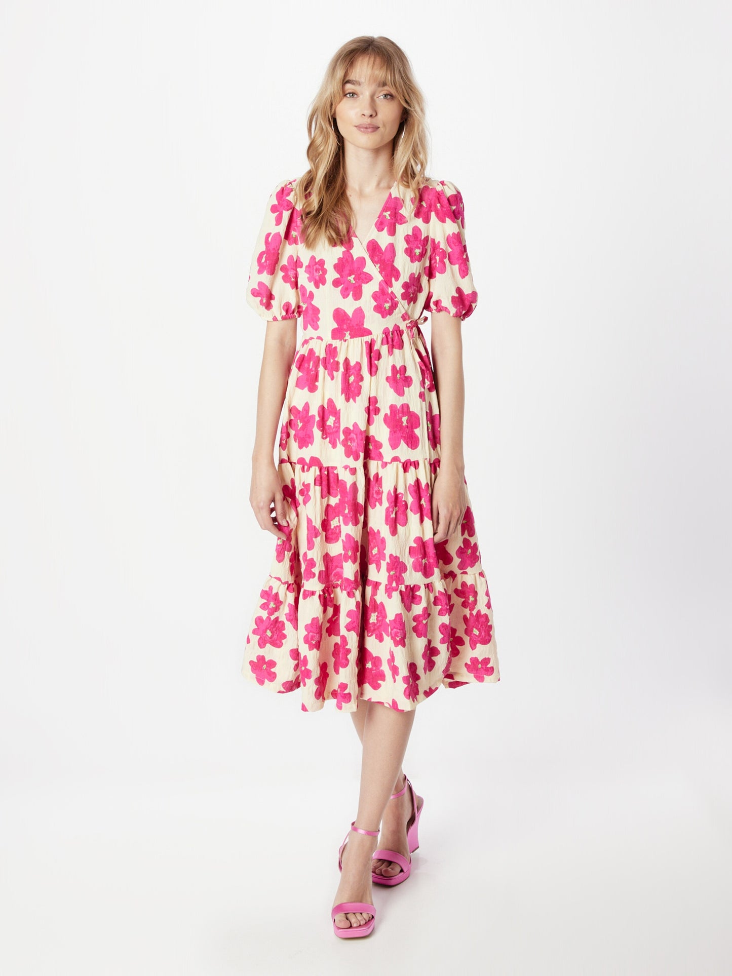 Monki Midi Jurken Jurk Dames Fuchsia