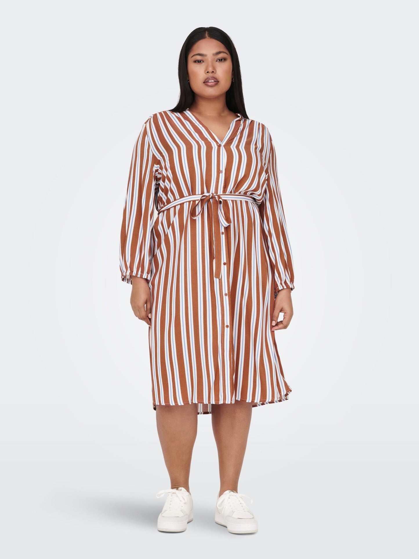 ONLY CARMAKOMA Blousejurken Blousejurk Dames Karamel