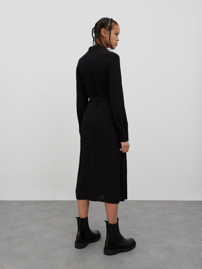 EDITED Maxi Jurken Blousejurk Derya Dames Zwart
